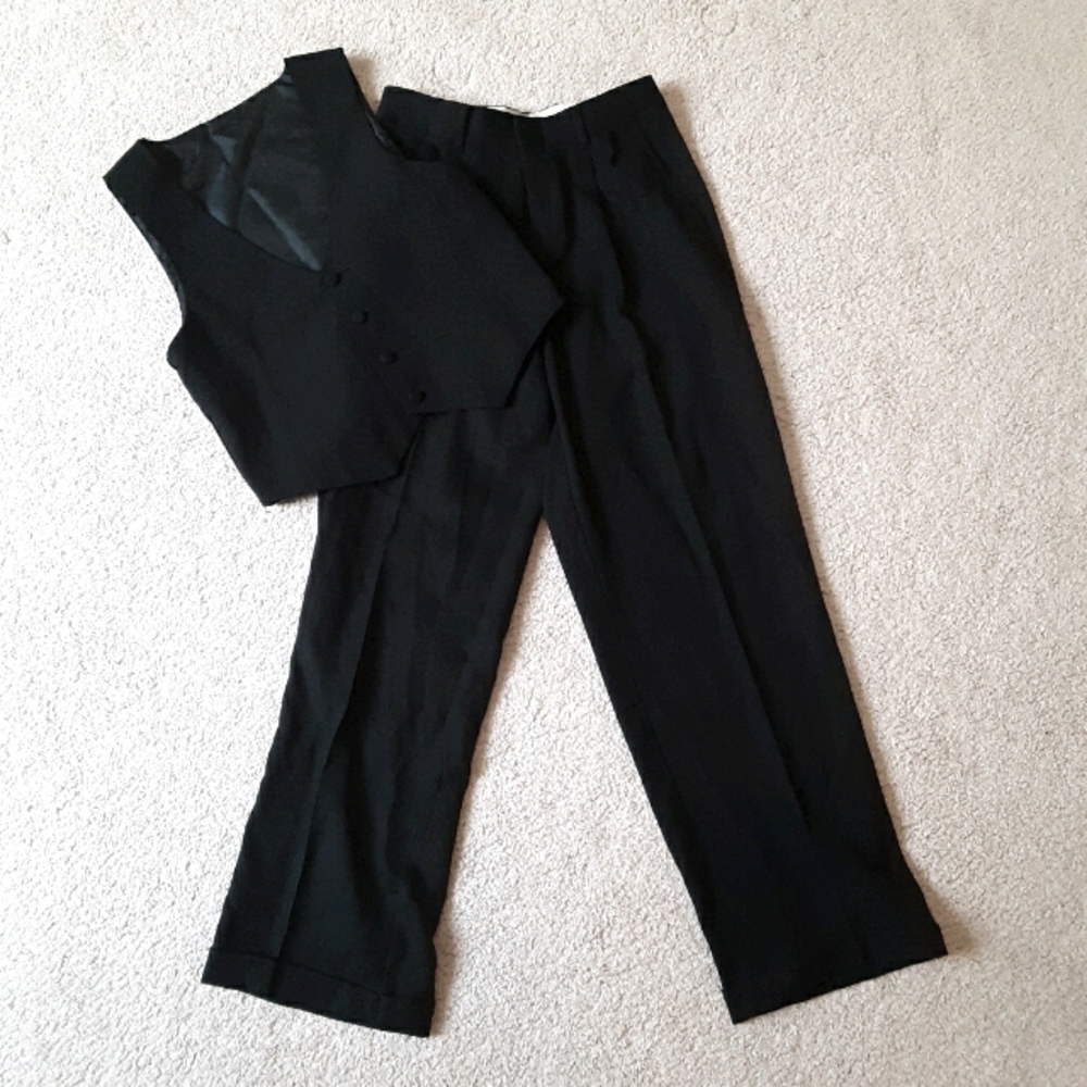 Boy's Black Suit Vest and Pants